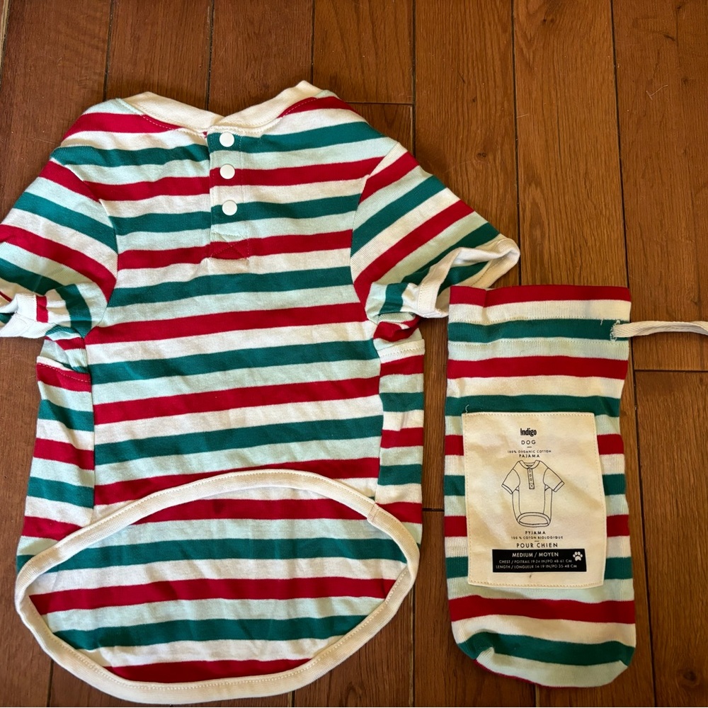 Indigo dog pyjamas - size medium. Chest: 19-24 inches. Length: 14-19 inches.